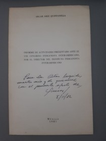 Informe VIII Congreso indigenista - Arze Quintanilla, Oscar - México, 1981