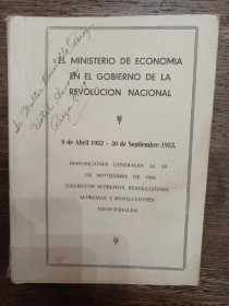 El ministerio de economía en el Gobierno de la Revolución Nacional AA. VV. - Bolivia (1953) 