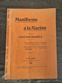 Manifiesto a la nación QUINTANILLA, CARLOS - La Paz (1935)