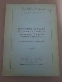 Breve intento de análisis económico de Bolivia - Anaya, Iván - Imprenta Universitaria