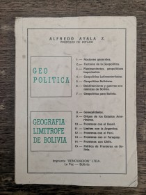 Geo política - Geografía limítrofe de Bolivia AYALA, ALFREDO - Renovación